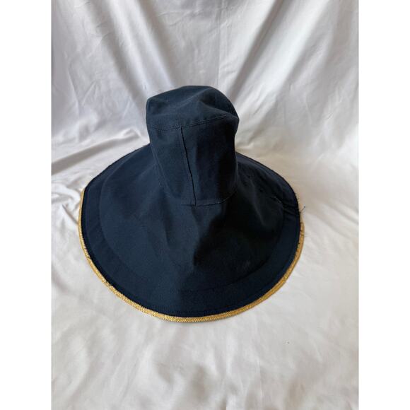 Lola Hats Single Take Wide Brim Sun Hat, Navy Blue Canvas, Straw Raffia Edge main image 7